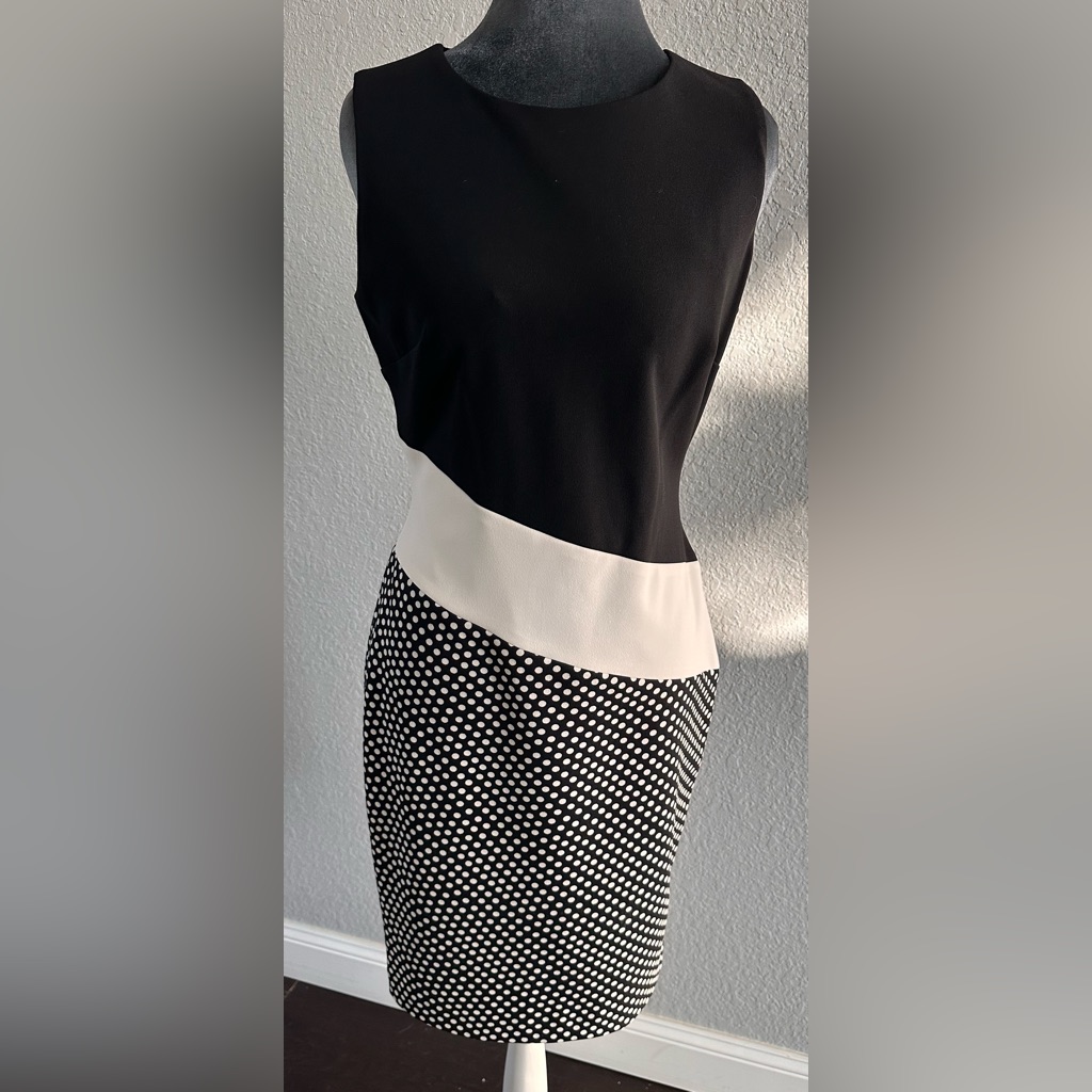 Tommy Hilfiger Black And White Sleeveless Dress With Polka Dotssize 4